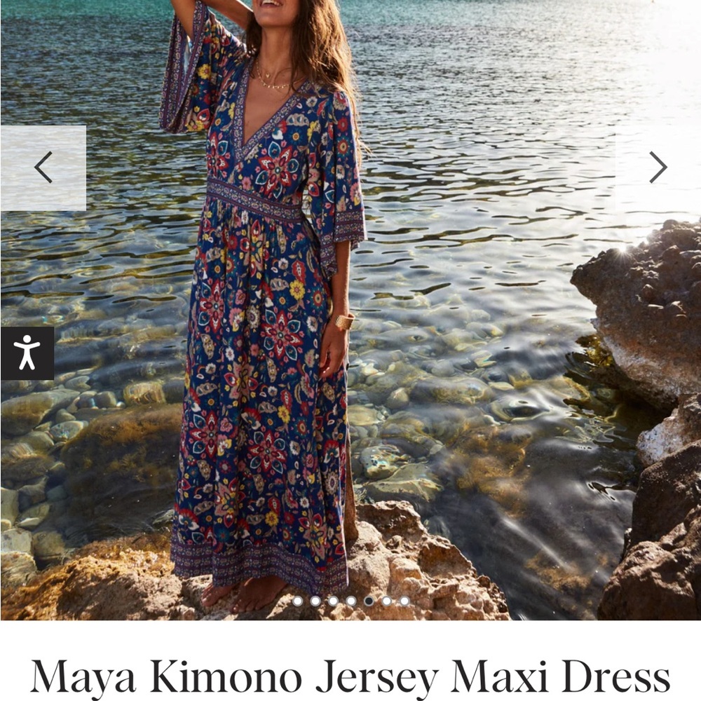 Boden Floral Kimono Maxi Dress - Blue and Yello